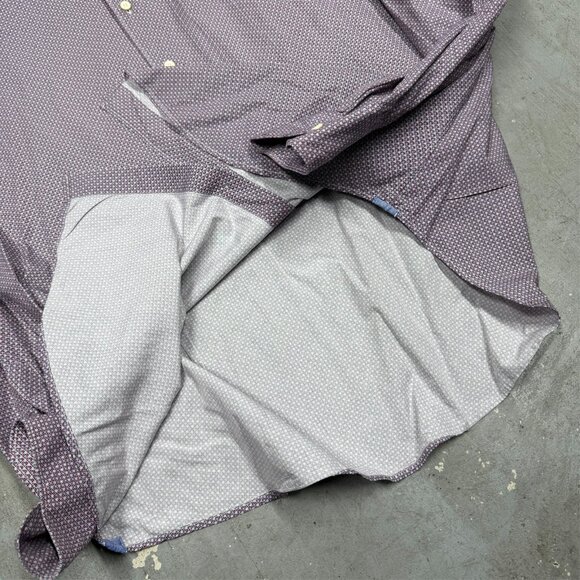 XACUS Dress Shirt Made in Italy Geometric Purple Long Sleeve Cotton 17 1/2 XL - Picture 7 of 8